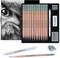 18-Piece Professional Sketch Pencil Set - Includes 5H to 14B Pencils,Graphite, Vinyl Eraser, Kneaded Eraser,Sharpener and Paper Blending Stump - Ideal for Artists and Beginners